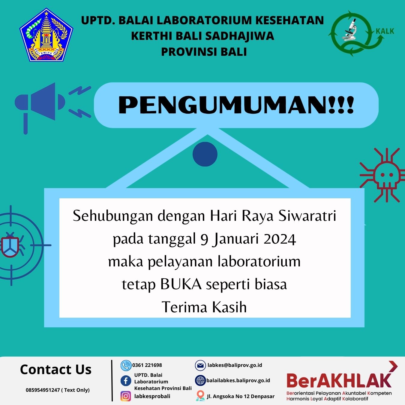 Pengumuman Jam Operasional Saat Hari Raya Siwaratri