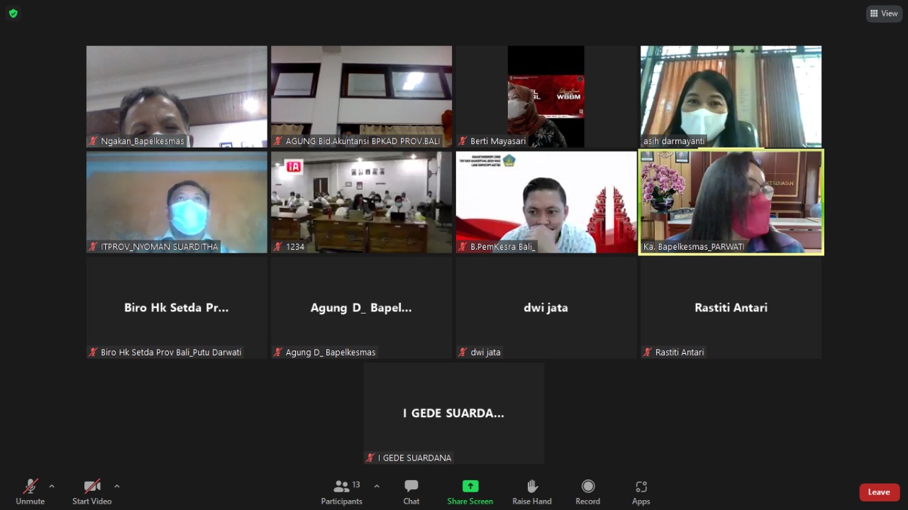 Rapat Pembahasan Rancangan Peraturan Gubernur Tentang Standar Pelayanan Minimal (SPM) BLUD UPTD Bapelkesmas Dinas Kesehatan Provinsi Bali