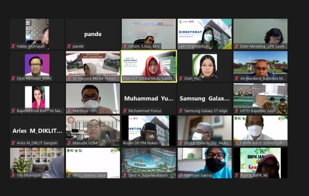 PERTEMUAN REVIU PENGAMPUAN PENYELENGGARAAN PELATIHAN BIDANG KESEHATAN YANG DIADAKAN SECARA DARING OLEH DIREKTORAT PENINGKATAN MUTU TENAGA KESEHATAN KEMENKES RI