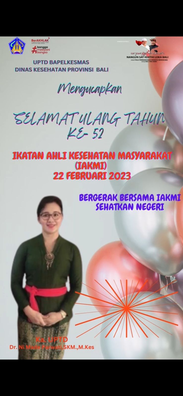SELAMAT ULANG TAHUN KE 52 IKATAN AHLI KESEHATAN MASYARAKAT INDONESIA 22 FEBRUARI 2023