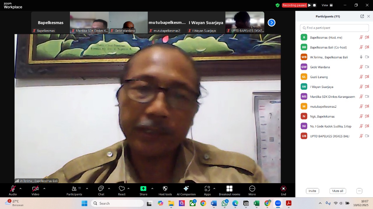RAPAT PERSIAPAN  PELATIHAN BASIC TRAUMA CARDIAC LIFE SUPPORT ( BTCLS ) TAHUN 2025 UPTD BAPELKESMAS DINAS KESEHATAN PROVINSI BALI  SENIN, 10 FEBRUARI 2025