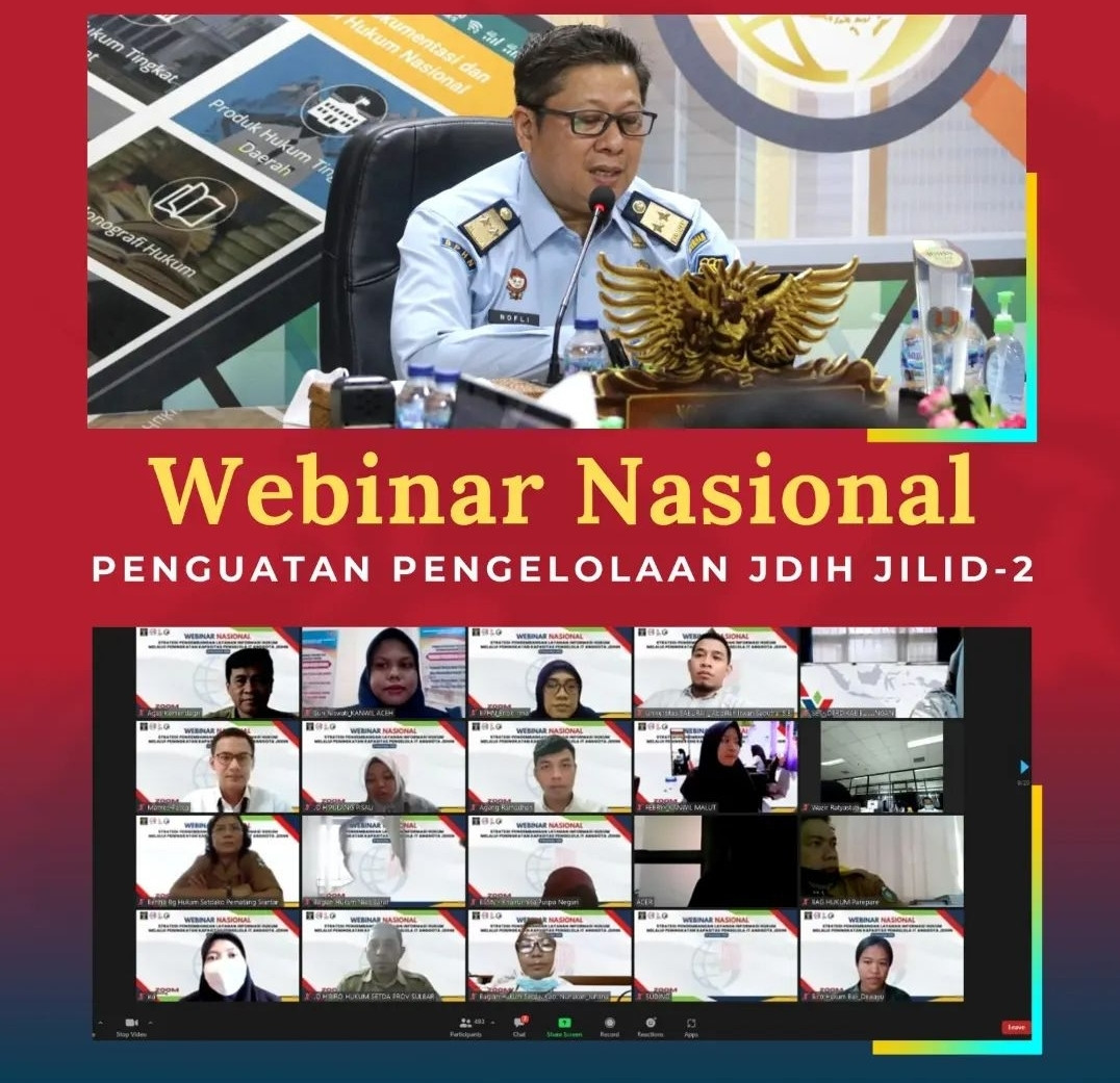 Webinar "Strategi Pengembangan Layanan Informasi Hukum Melalui Peningkatan Kapasitas Pengelola IT Anggota JDIHN"