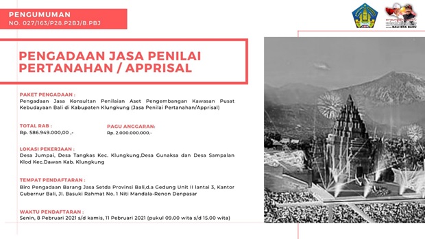 Pengumuman : Pengadaan Penilai Pertanahan/Apraisall