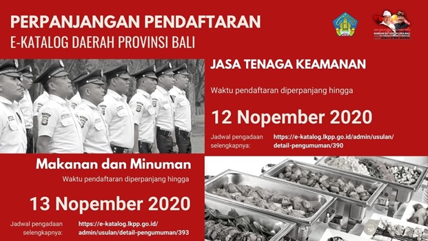 Perpanjangan Pendaftaran E-Katalog Daerah Provinsi Bali : Jasa Tenaga Keamanan Dan Makanan & Minuman