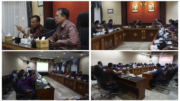 Rapat Monitoring Pelaksanaan P3DN (Peningkatan Penggunaan Produk Dalam Negeri) yang Berlangsung di Ruang Rapat Wiswa Sabha Pratama, Kantor Gubernur Bali