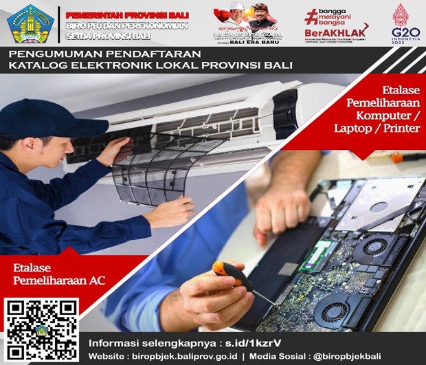 Pengumuman Pendaftaran Katalog Elektronik Lokal Provinsi Bali Etalase Pemeliharaan Komputer/Laptop/Printer dan Etalase Pemeliharaan AC
