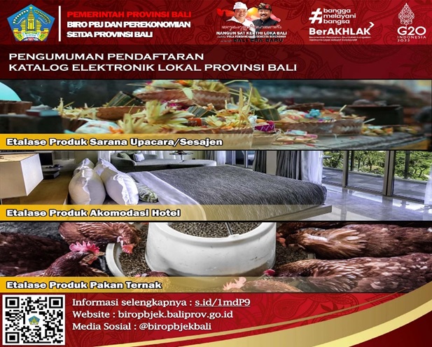Pengumuman Pendaftaran Katalog Elektronik Lokal Provinsi Bali Etalase Produk Sarana Upacara/Sesajen, Etalase Produk Akomodasi Hotel, dan Etalase Produk Pakan Ternak