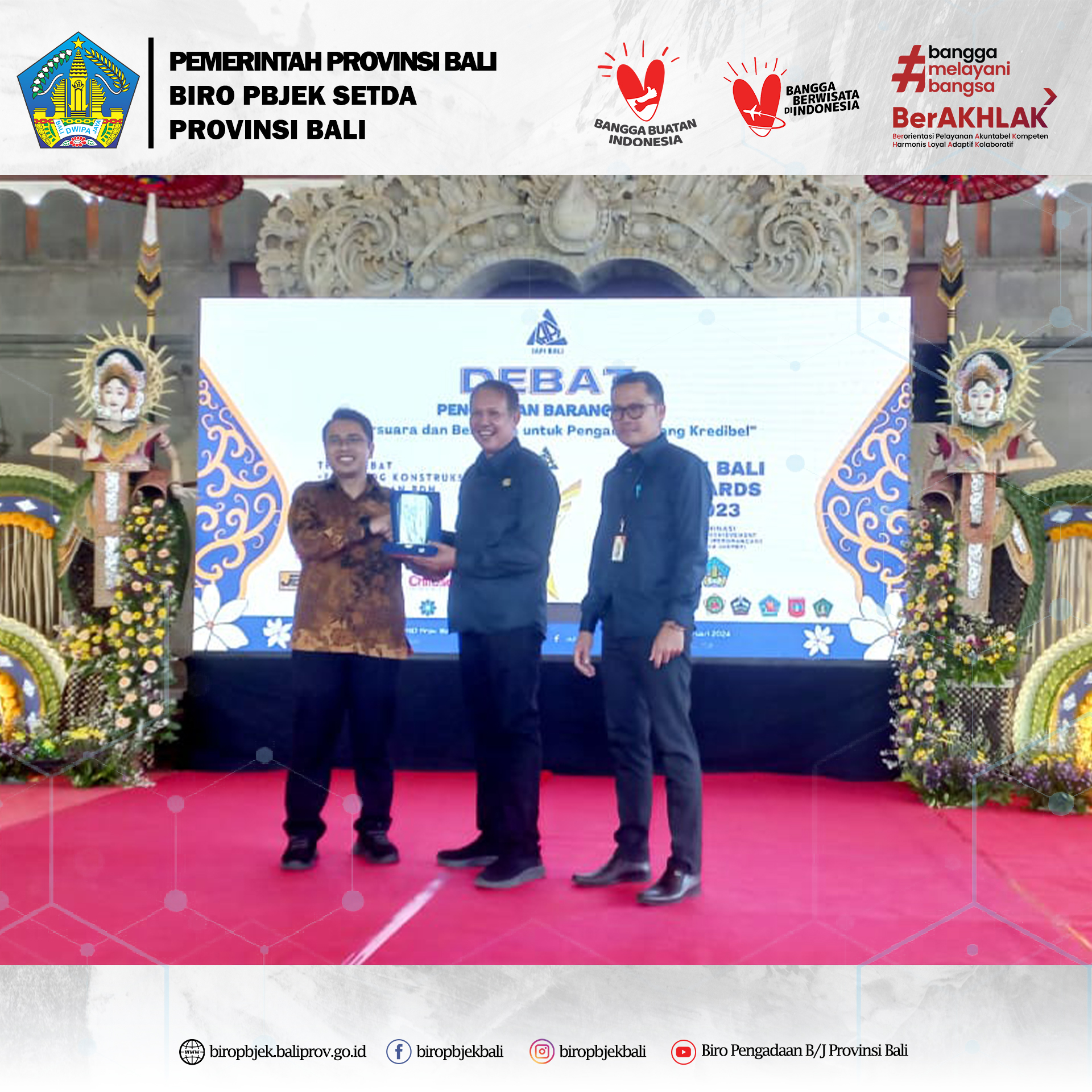 Kepala Biro PBJEK Setda Provinsi Bali menghadiri acara Debat Pengadaan Barang/Jasa dan dirangkaikan dengan IAPI Bali Award 2023