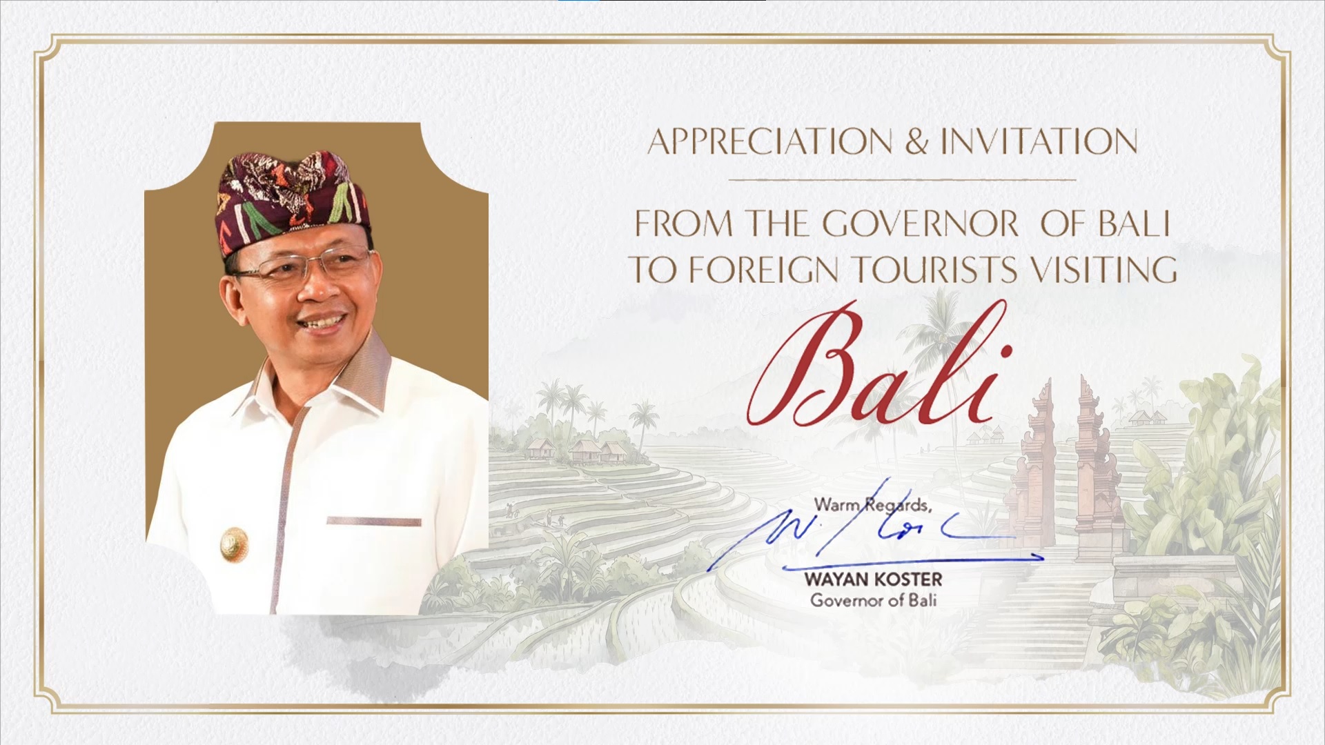 Apreciation from Governor of Bali