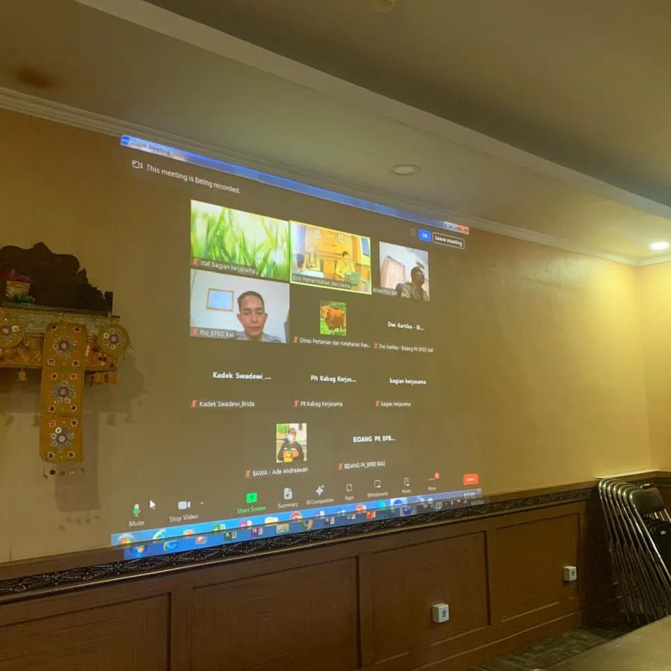 Rapat secara daring membahas Proposal Kerjasama dan Studi Kelayakan antara Pemerintah Provinsi Bali dengan General Manager Yayasan Bali Animal Welfare Association (BAWA)
