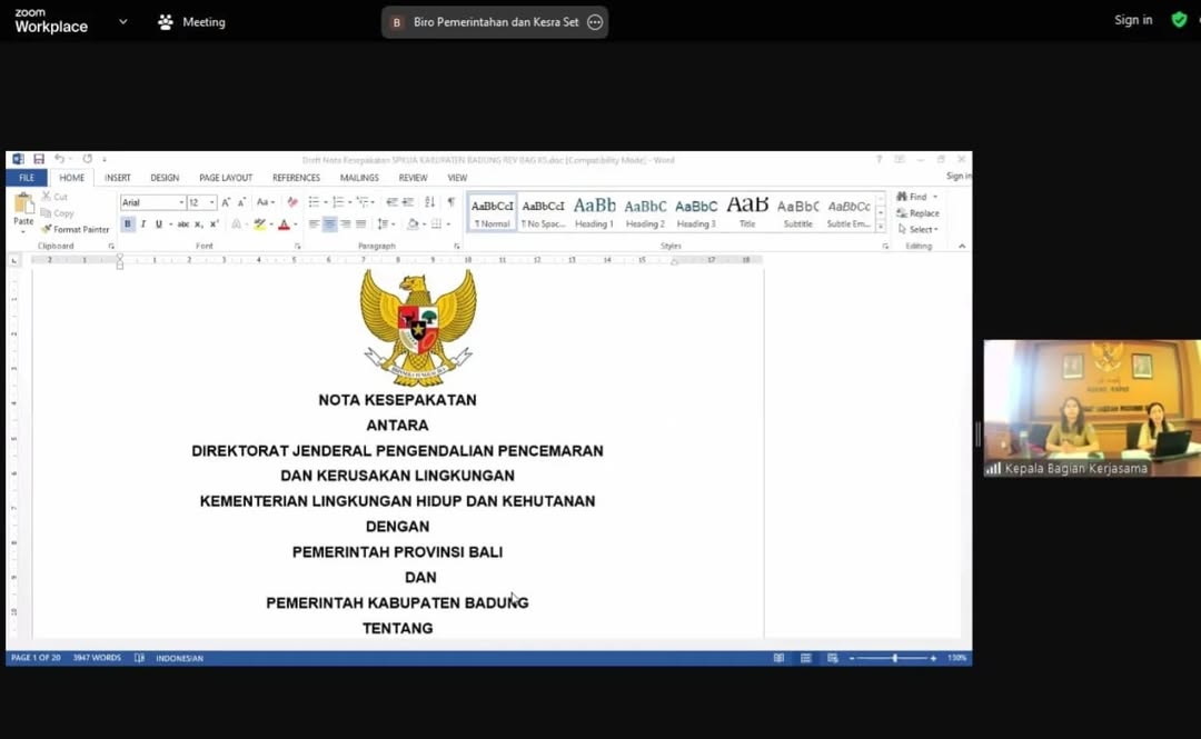 Rapat koordinasi dan pembahasan draft Nota Kesepakatan Pengoperasian dan Perawatan Stasiun Pemantau Kualitas Udara Ambien (SPKUA) Tahun 2024