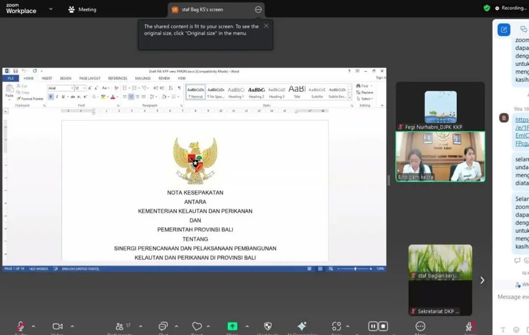 Rapat pembahasan naskah Nota Kesepakatan antara Kementerian Kelautan dan Perikanan dengan Pemerintah Provinsi Bali tentang sinergi perencanaan dan pelaksanaan pembangunan kelautan dan perikanan di Provinsi Bali