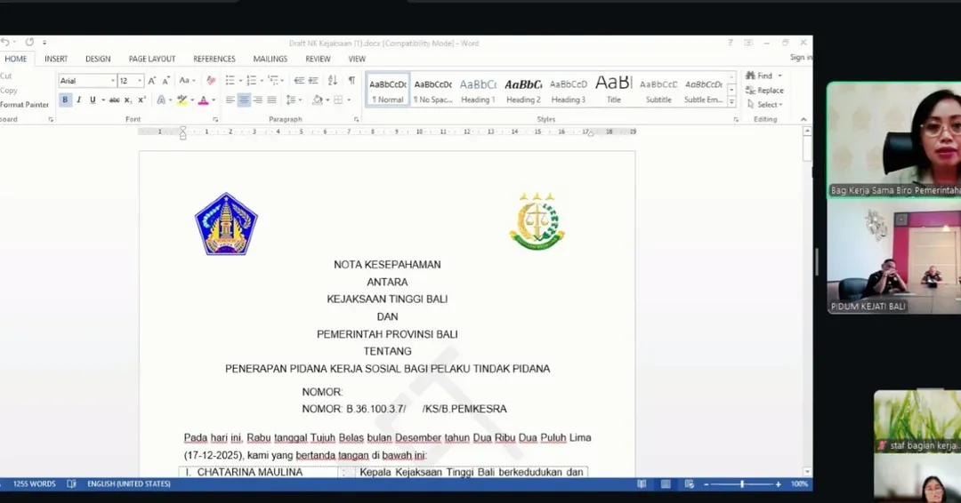 Biro Pemerintahan dan Kesejahteraan Rakyat memfasilitasi rapat pembahasan naskah Nota Kesepakatan Antara Kejaksaan Tinggi Bali dengan Pemerintah Provinsi Bali