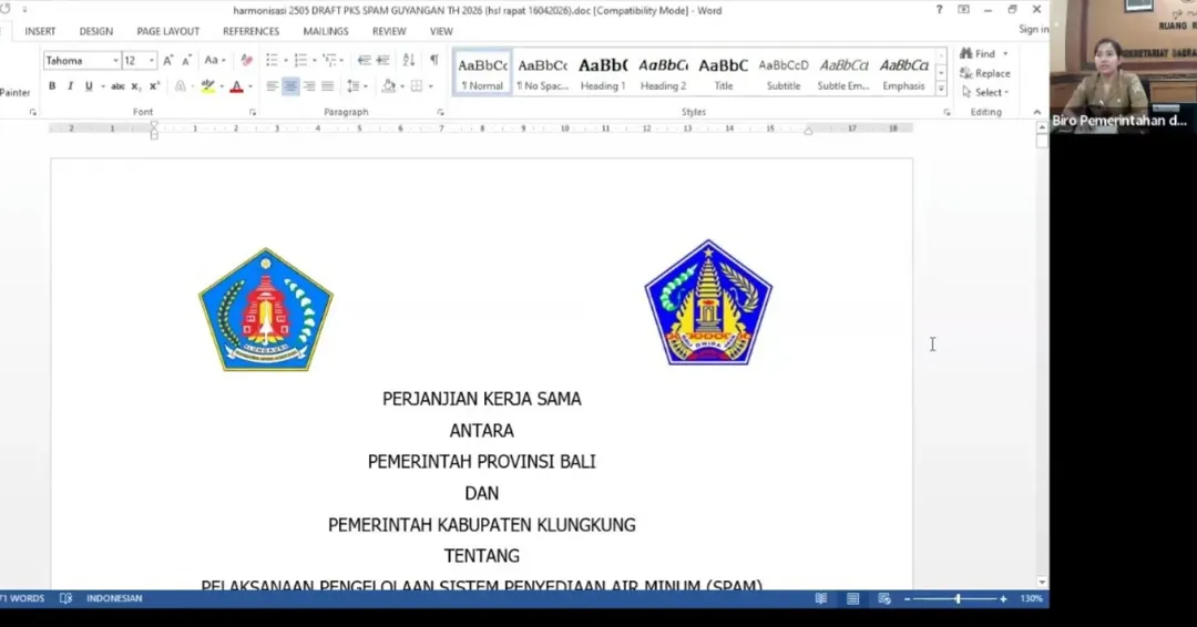 Rapat pembahasan Perjanjian Kerja Sama tentang Pelaksanaan Pengelolaan Sistem Penyediaan Air Minum (SPAM) Guyangan dan SPAM Telagawaja