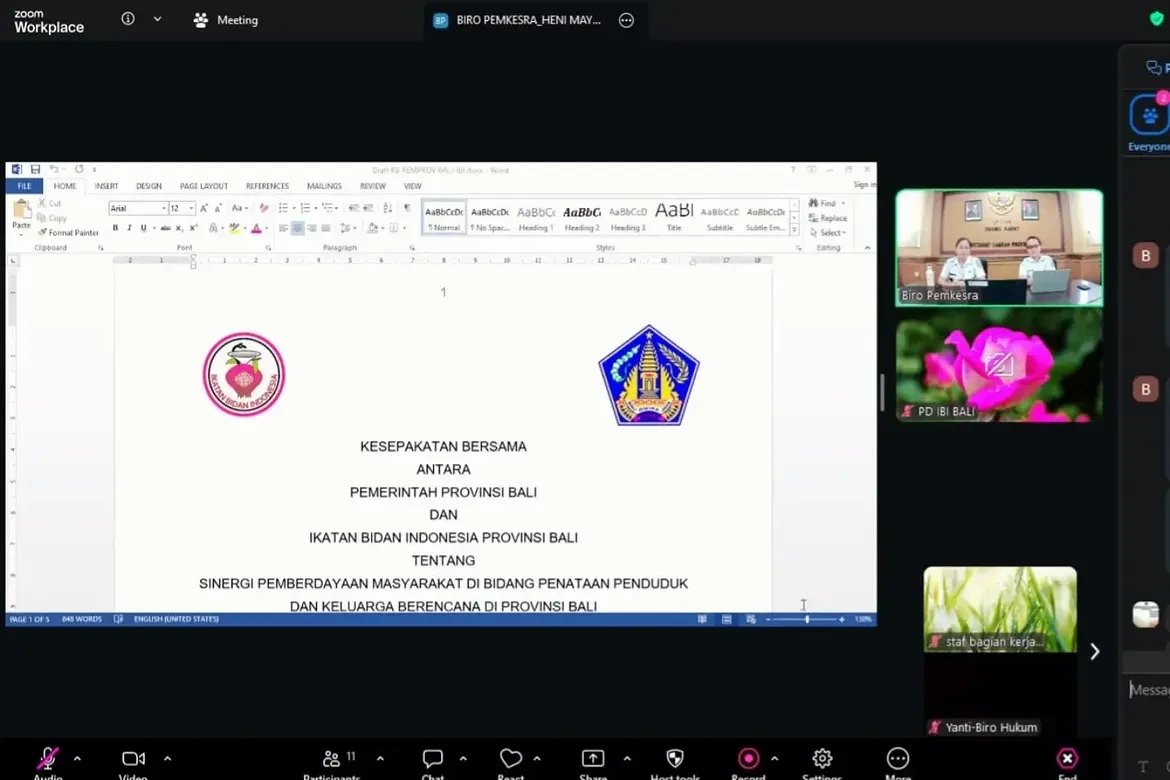 Pembahasan draft kesepakatan bersama antara Pemerintah Provinsi Bali dan Ikatan Bidan Indonesia (IBI)