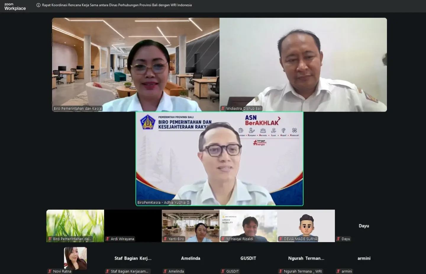 Rapat penyusunan Perjanjian KerjaSama antara Pemerintah Provinsi Bali dengan WRI Indonesia tentang Dukungan Program Dekarbonisasi Transportasi