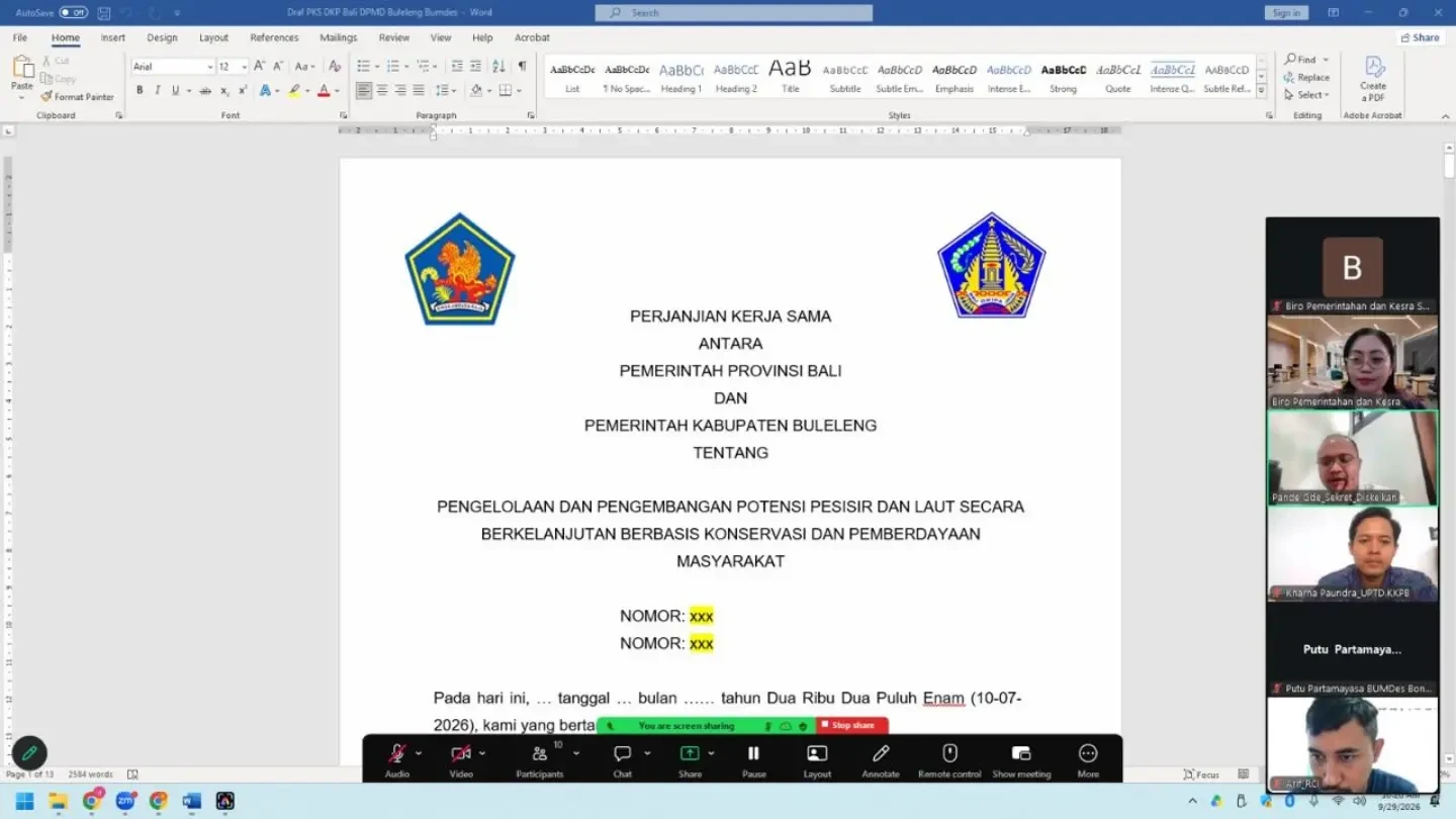 Rapat koordinasi dalam rangka rencana kerja sama terkait Pengelolaan Kawasan Konservasi Buleleng Timur