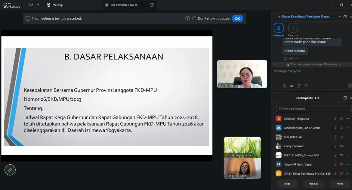 Rapat Koordinasi Persiapan Rapat Gabungan Forum Kerja Sama Daerah (FKD-MPU) Tahun 2026