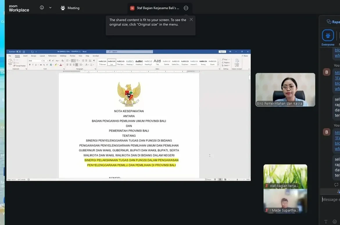 Rapat koordinasi rencana kerja sama antara Pemerintah Provinsi Bali dengan Badan Pengawas Pemilihan Umum Provinsi Bali