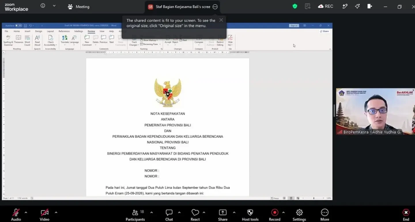 Rapat pembahasan draft Nota Kesepakatan antara Pemerintah Provinsi Bali dengan Forum Generasi Berencana (Genre) Indonesia