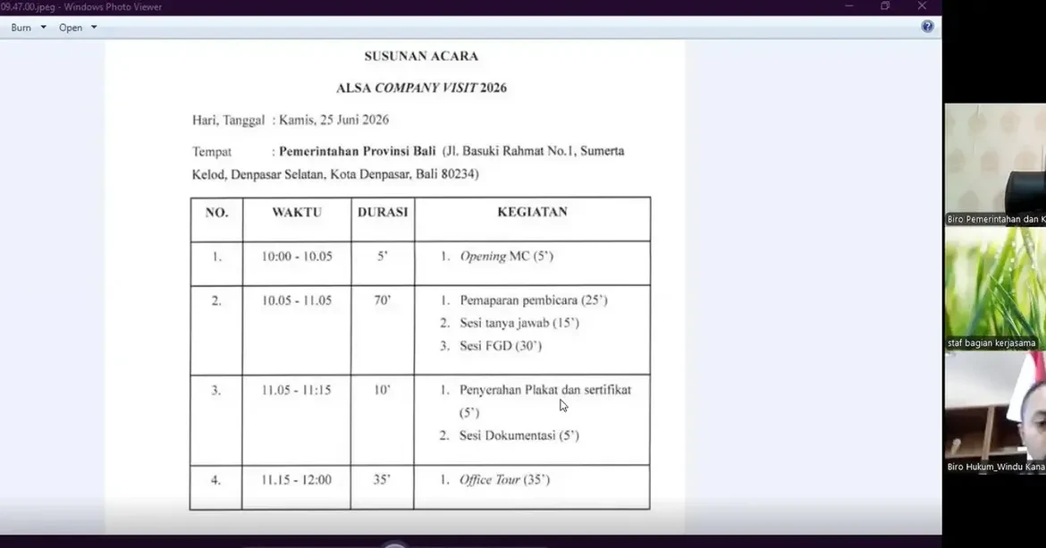 Rapat Koordinasi dalam Rangka Menerima Kunjungan Asian Law Student's Association Local Chapter Udayana(ALSA LC Unud)