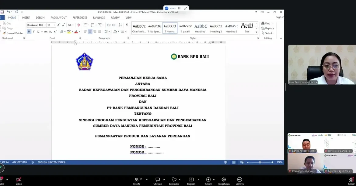 Rapat Koordinasi Rencana Kerja Sama antara Pemerintah Provinsi Bali dengan PT Bank BPD Bali