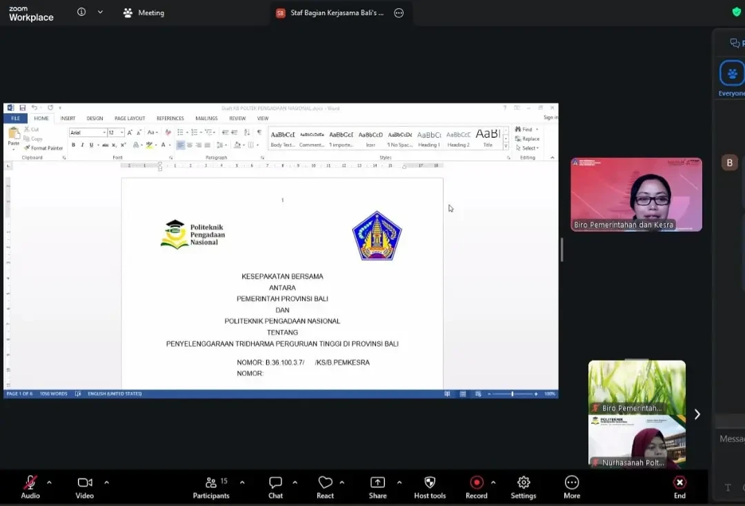 Rapat Pembahasan Draft Kesepakatan bersama antara Pemerintah Provinsi Bali dengan Politeknik Pengadaan Nasional