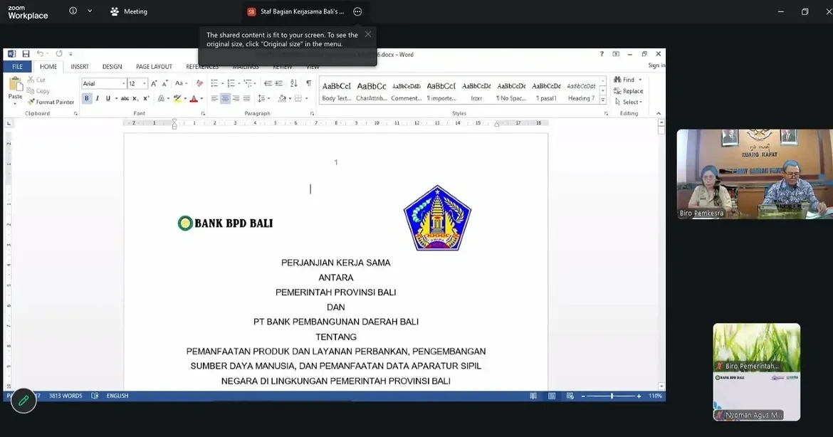 Rapat Pembahasan draft perjanjian kerja sama antara Pemerintah Provinsi Bali dan PT Bank Pembangunan Daerah Bali