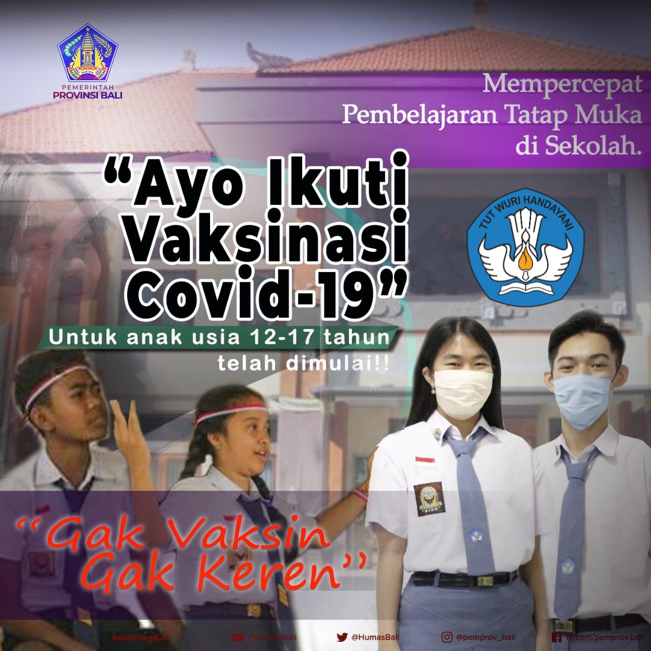 Mengatensi Kegiatan Gubernur Bali dalam rangka Peninjauan Pelaksanaan Vaksinasi Covid-19 untuk Anak Umur 12 s/d 17 Tahun
