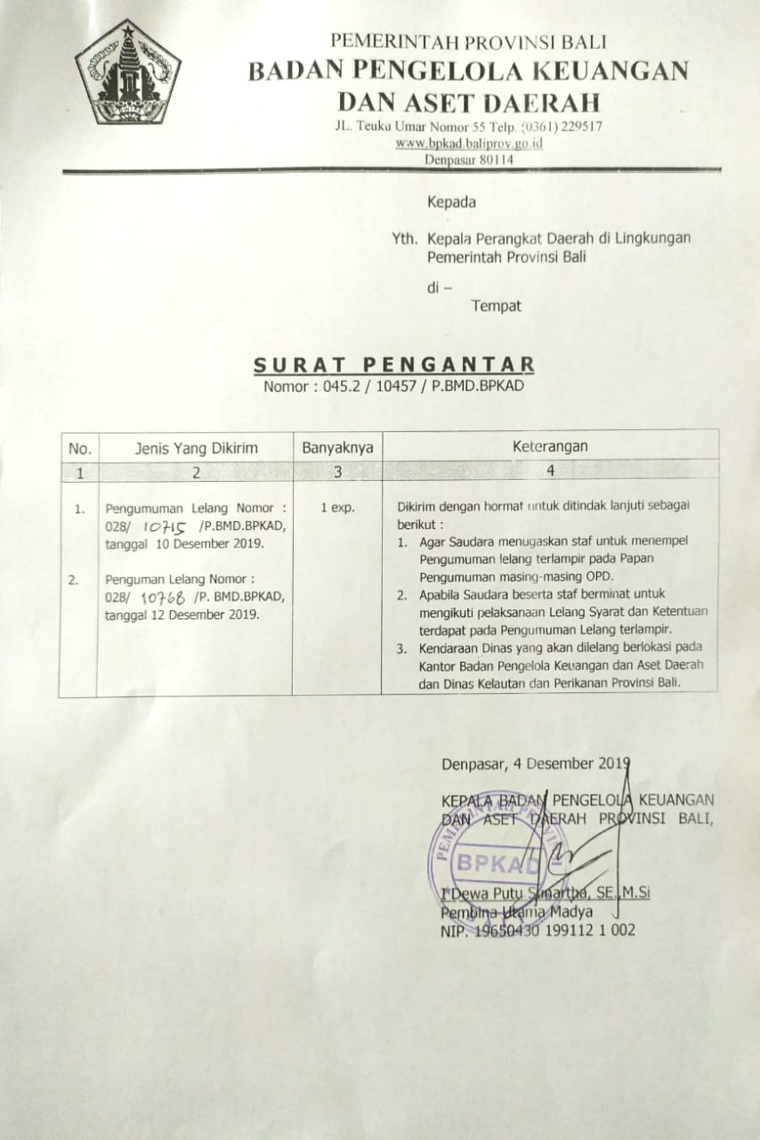 Pengumuman Lelang Online
