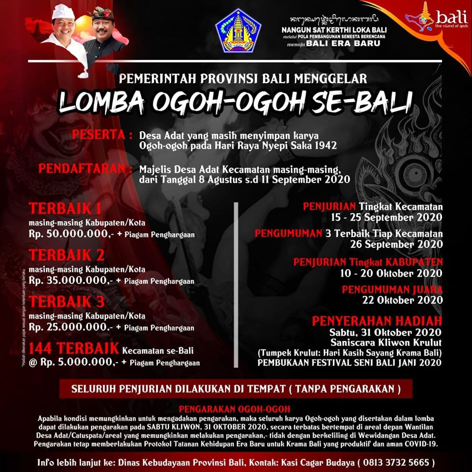 PEMPROV BALI SESUAIKAN JADWAL LOMBA OGOH-OGOH 2020 PENJURIAN DI TEMPAT, HADIAH TOTAL 1,7 MILYAR