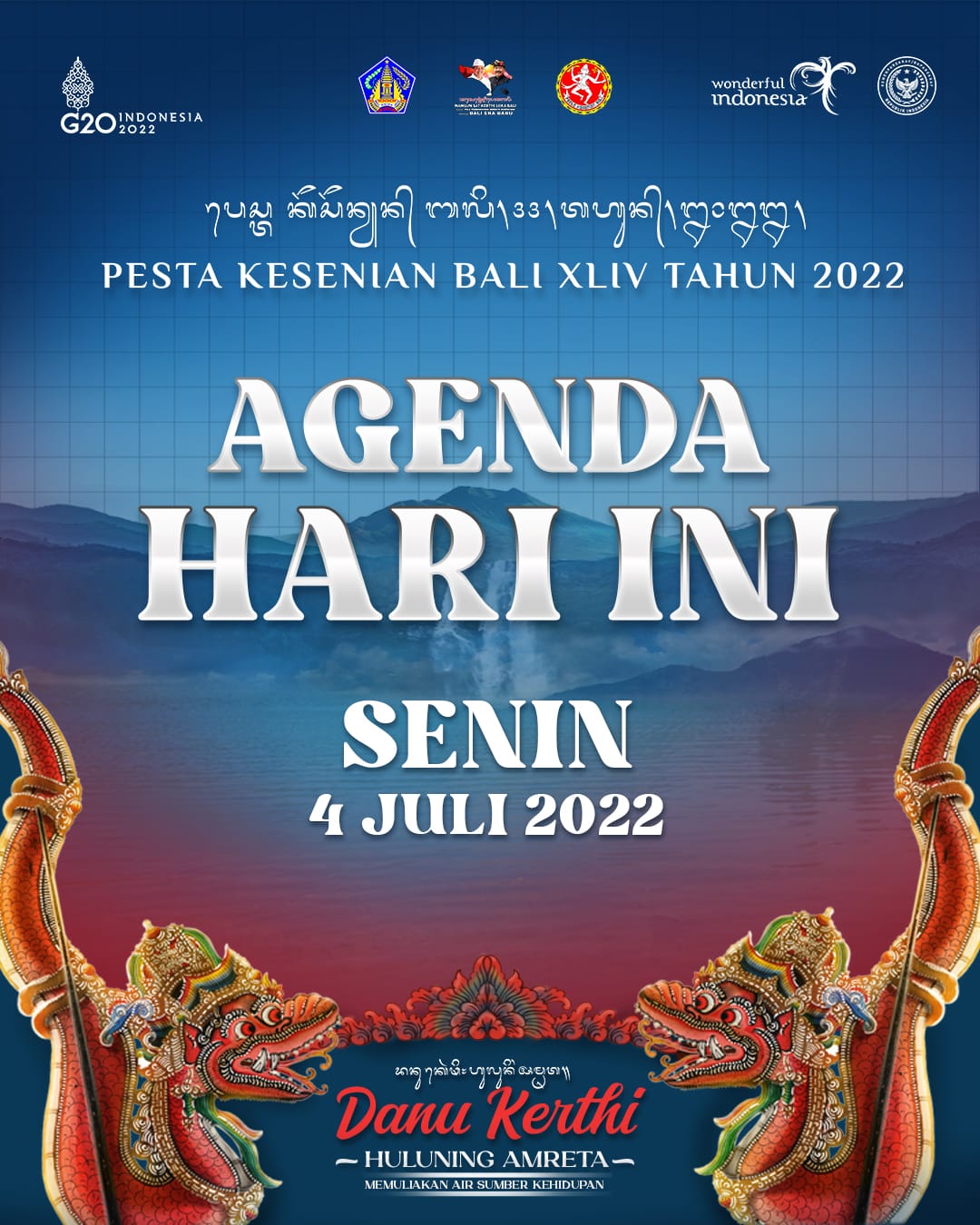 Pesta Kesenian Bali XLIV Tahun 2022. Agenda Hari Senin 4 Juli 2022