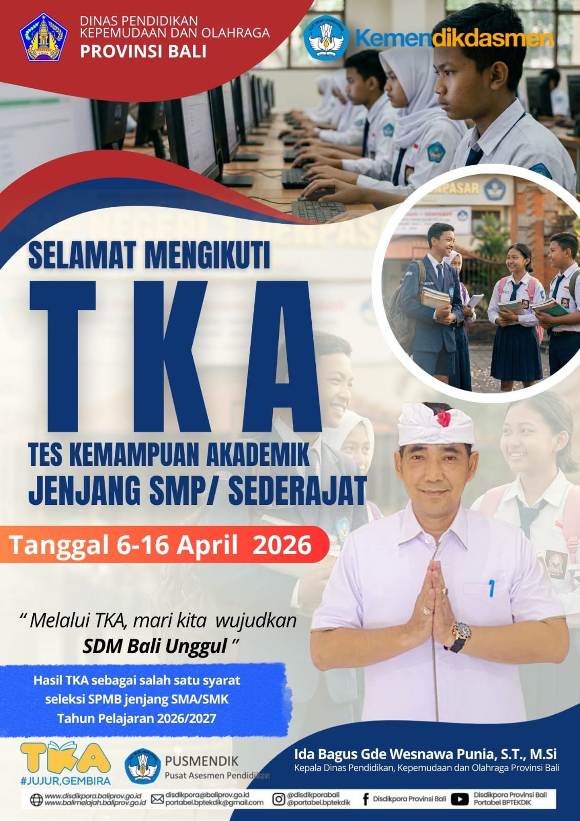 Selamat mengikuti Tes Kemampuan Akademik (TKA) jenjang SMP/Sederajat