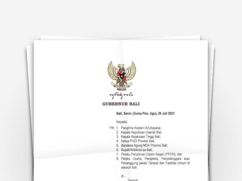 Surat Edaran Gubernur Bali Nomor 12 Tahun 2021