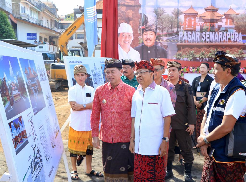 Gubernur Bali Wayan Koster Ground Breaking Pasar Rakyat Tematik Wisata Semarapura Didampingi Bupati Klungkung