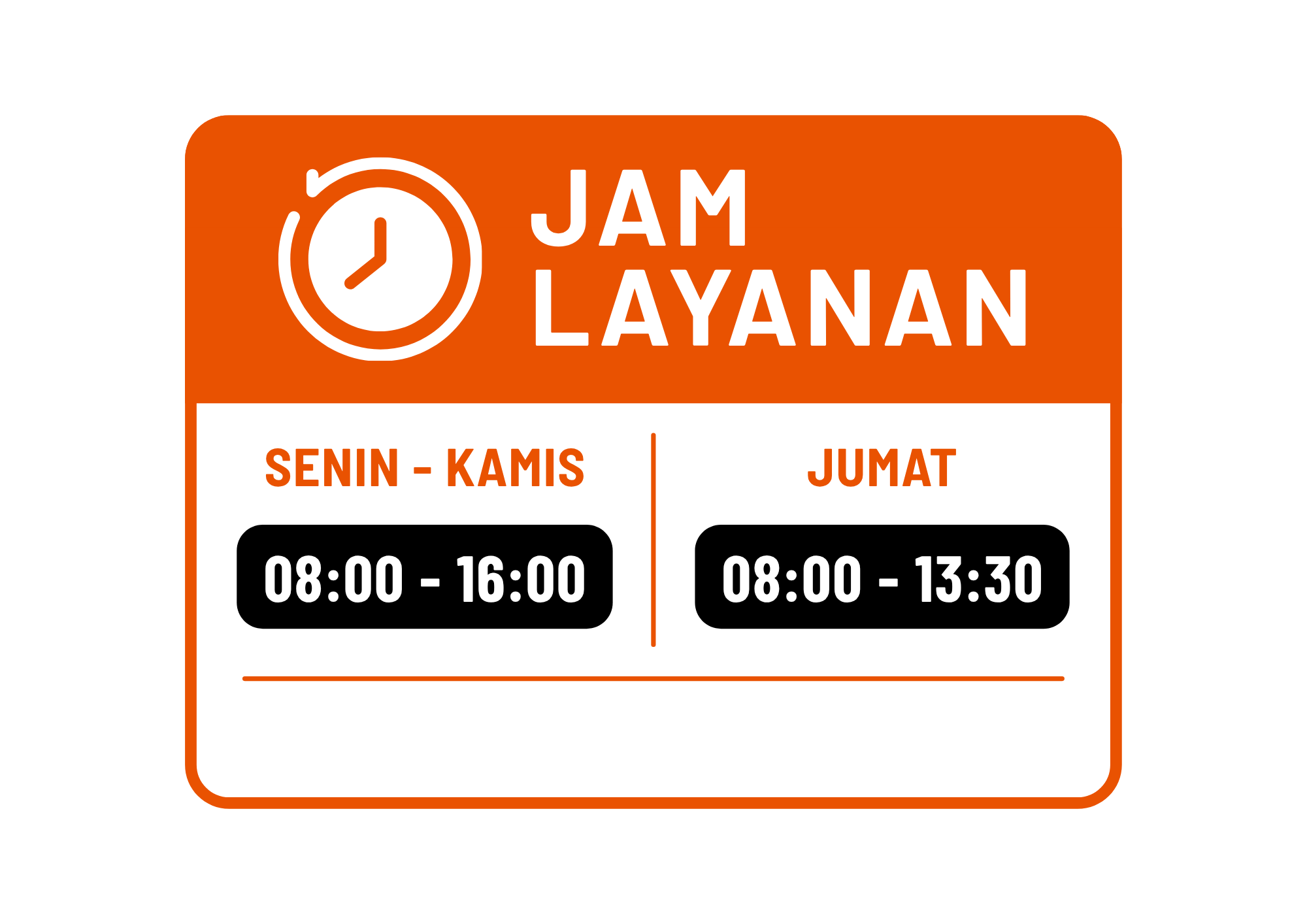 Oranye dan Putih Modern Informasi Jam Layanan Dokumen