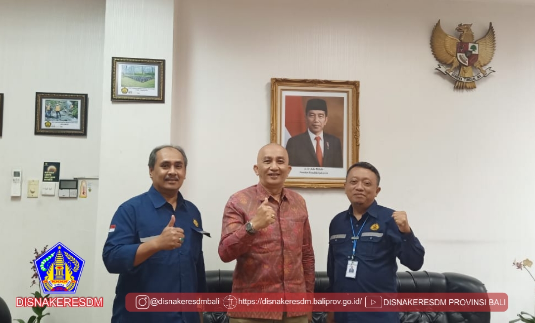 Kadisnaker ESDM Prov. Bali Bertemu Dengan Kepala PPSDM Geominerba BPSDM (P.Ismu) Dan Koord Penyelenggaraan Pelatihan (P.Ade H)