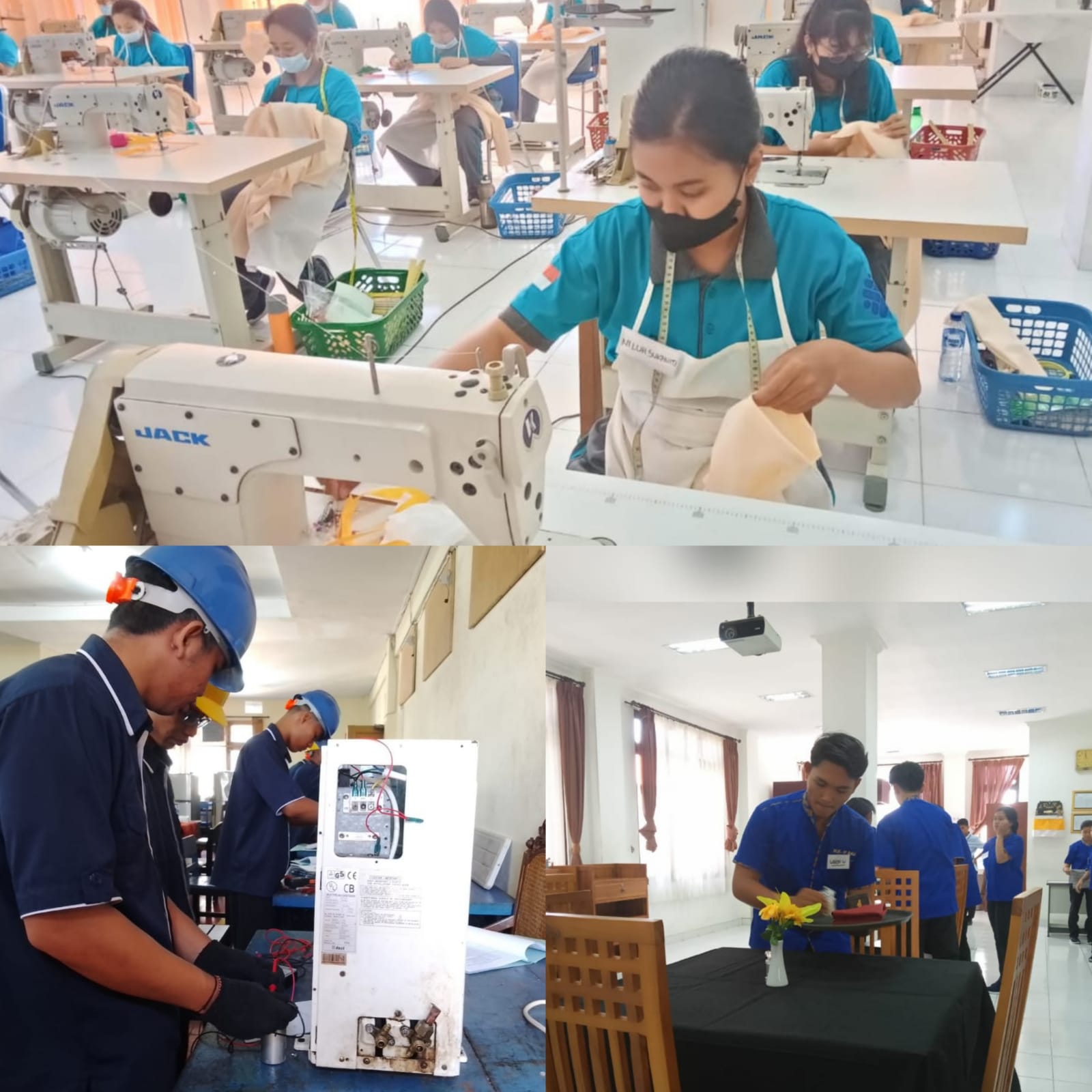 Kegiatan Uji Kompetensi Kejuruan F&B Service, AC Recidential dan Menjahit Pakaian dengan Mesin