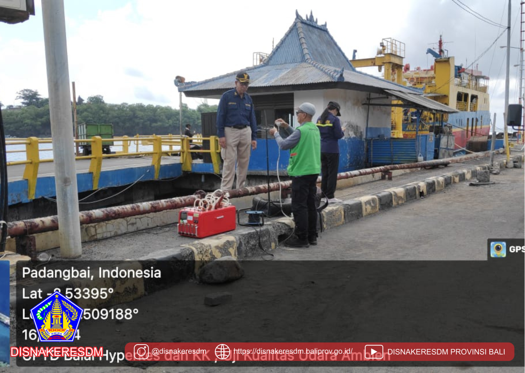 Melakukan Pengujian Kualitas Udara Ambien Sebanyak 5 Titik Di Pelabuhan Padangbai, Kecamatan Manggis, Karangasem