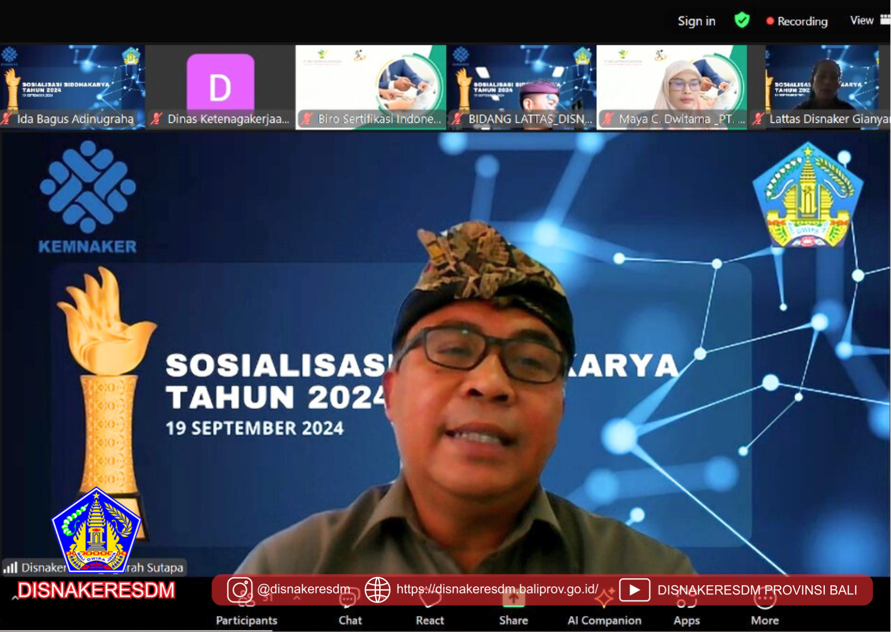 Kegiatan "Sosialisasi Sistem Manajemen Peningkatan Produktivitas (SIMPPRO) Dalam Rangkaian Kegiatan Penilaian Dan Penganugerahan Siddhakarya Tahun 2024"
