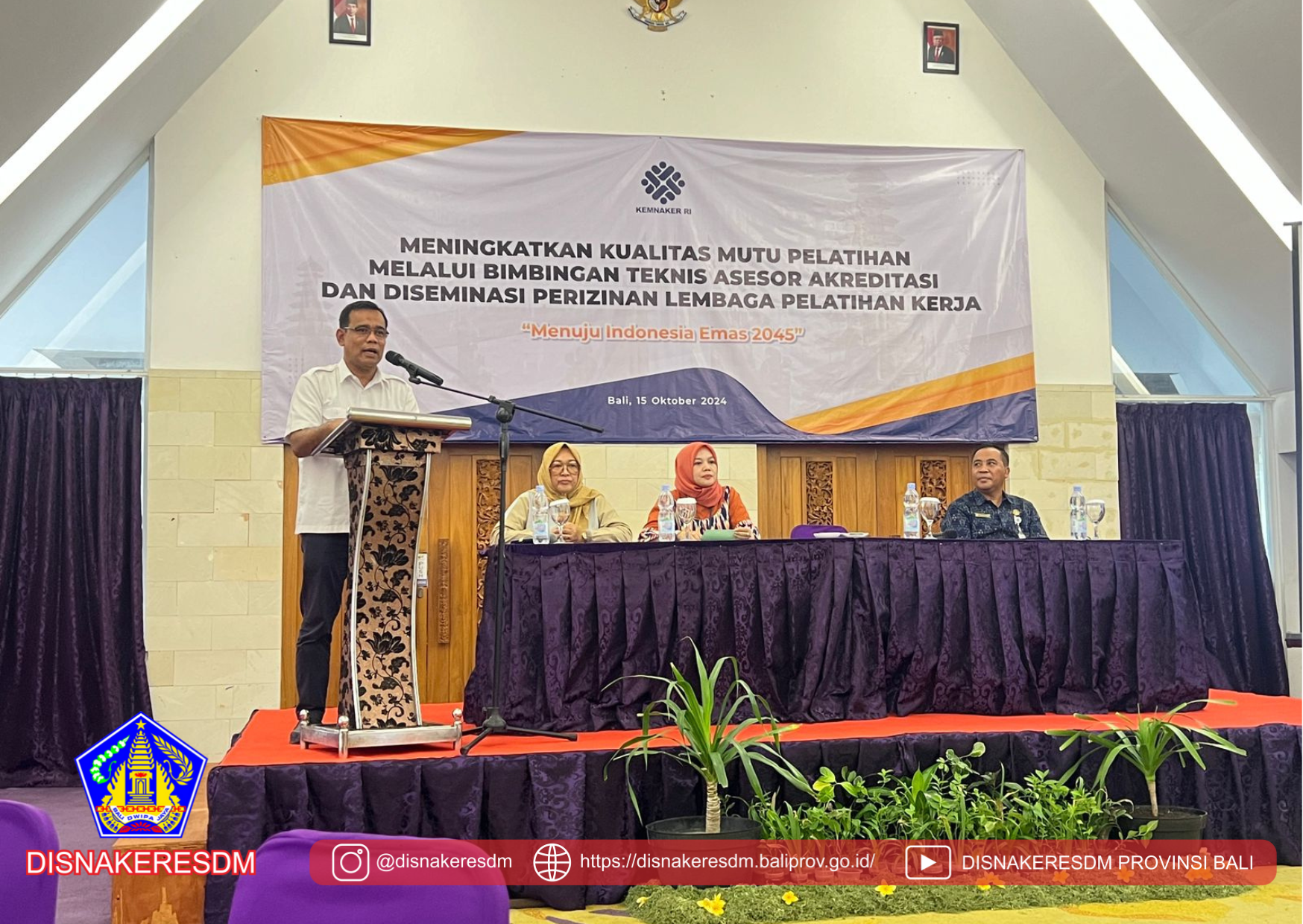 Kegiatan Pembukaan Bimtek Asesor Serta Bimtek Diseminasi Regulasi Dan Sistem Aplikasi Perizinan Tanda Daftar LPK Tahun 2024