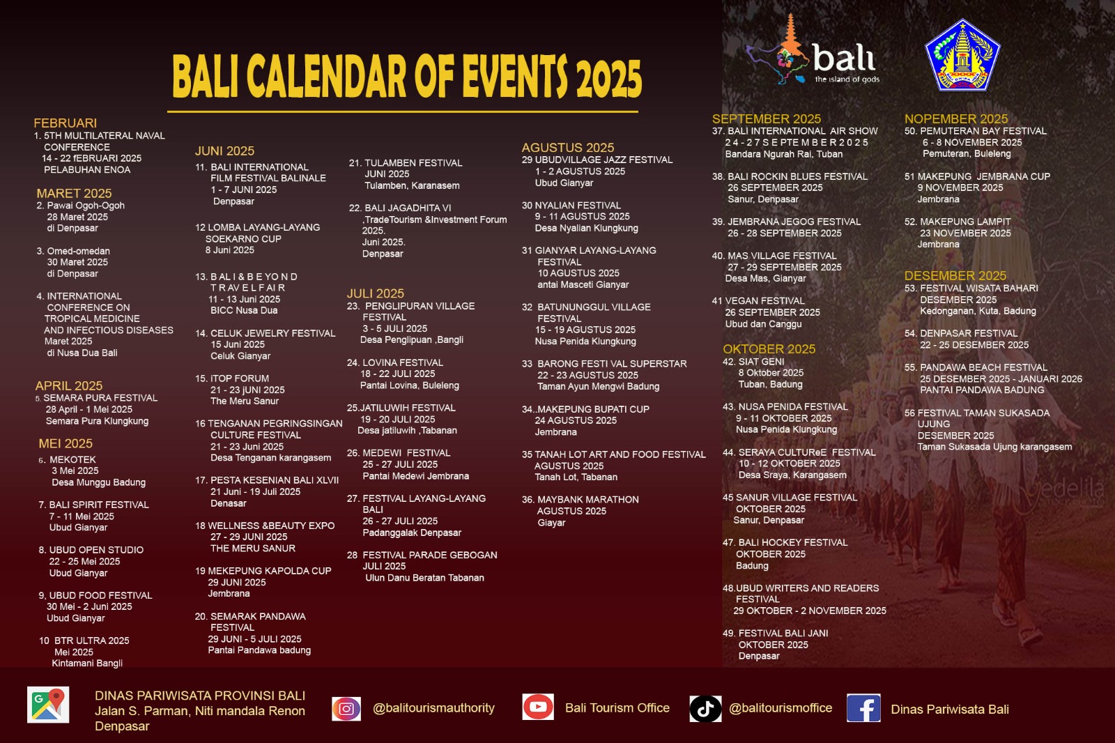 Bali Calender of Event 2025