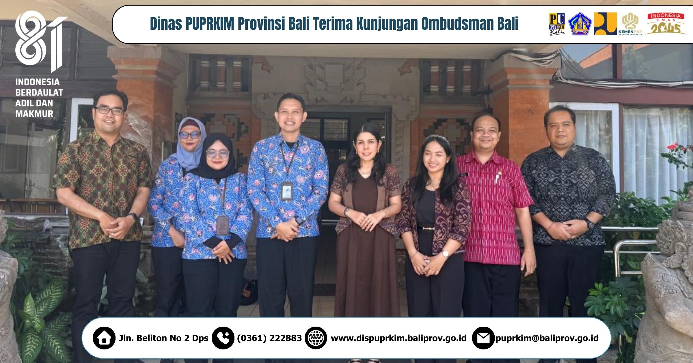 Sinergi Tingkatkan Kualitas Layanan, Dinas PUPRKIM Provinsi Bali Gelar Asistensi Pelayanan Publik Bersama Ombudsman