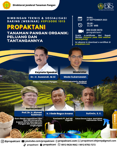 [ULASAN] Webinar Propaktani: Tanaman Pangan Organik Peluang dan Tantangannya