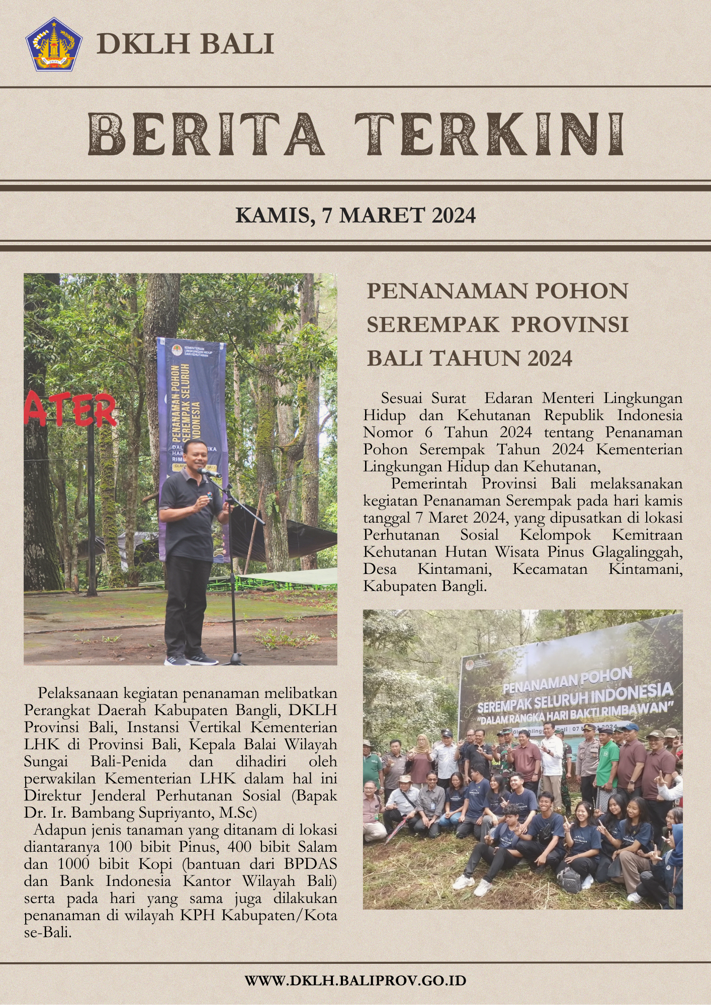 Kegiatan Pananaman Pohon Provinsi Bali Tahun 2024