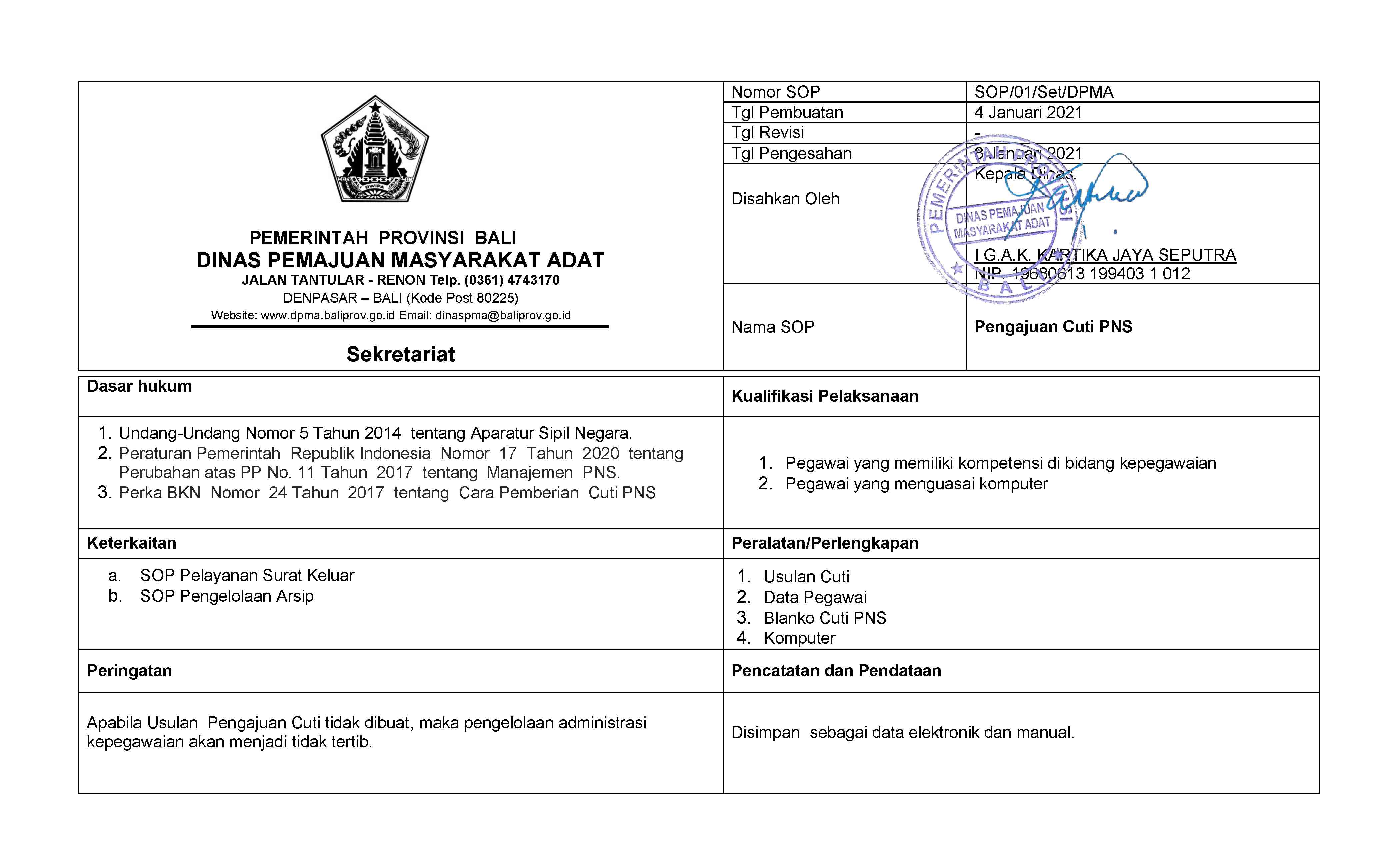 SOP PENGAJUAN CUTI PNS