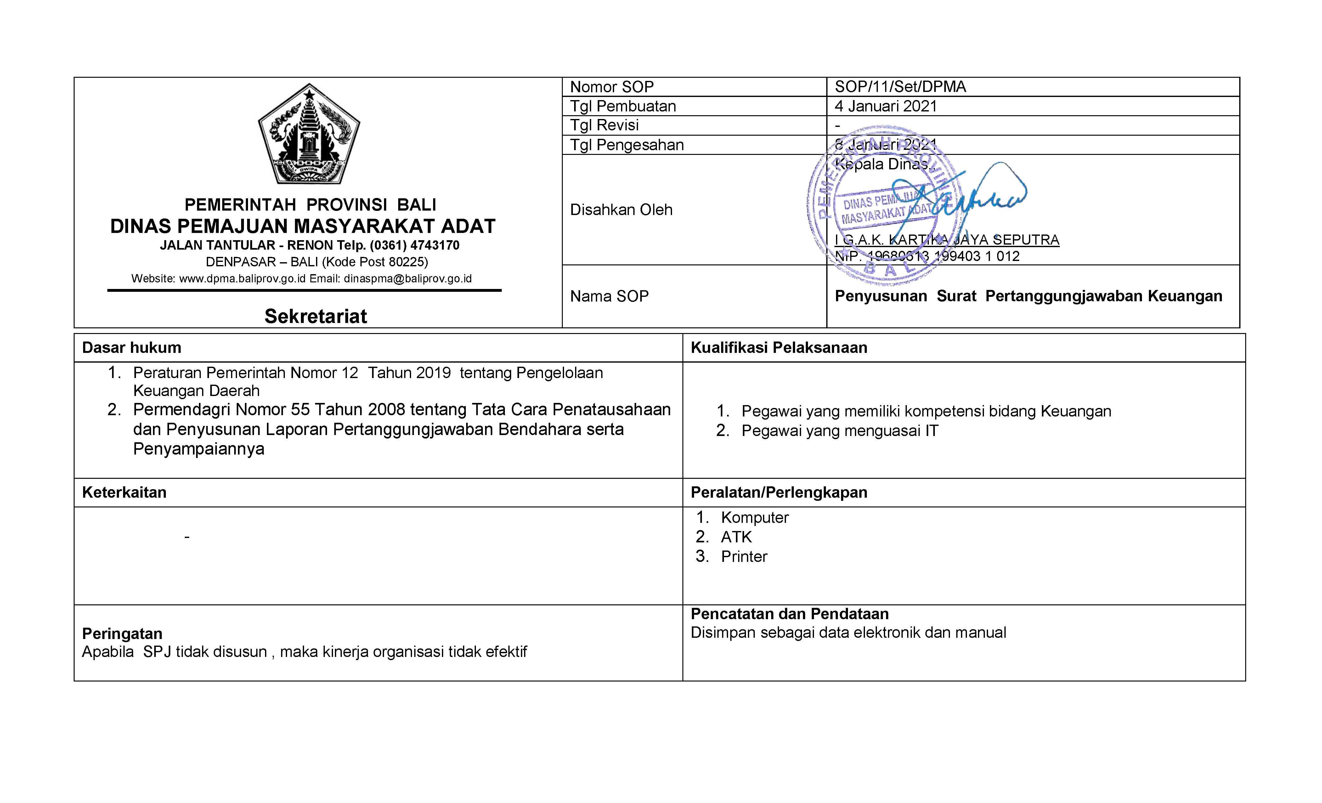 SOP PENYUSUNAN LAPORAN SPJ