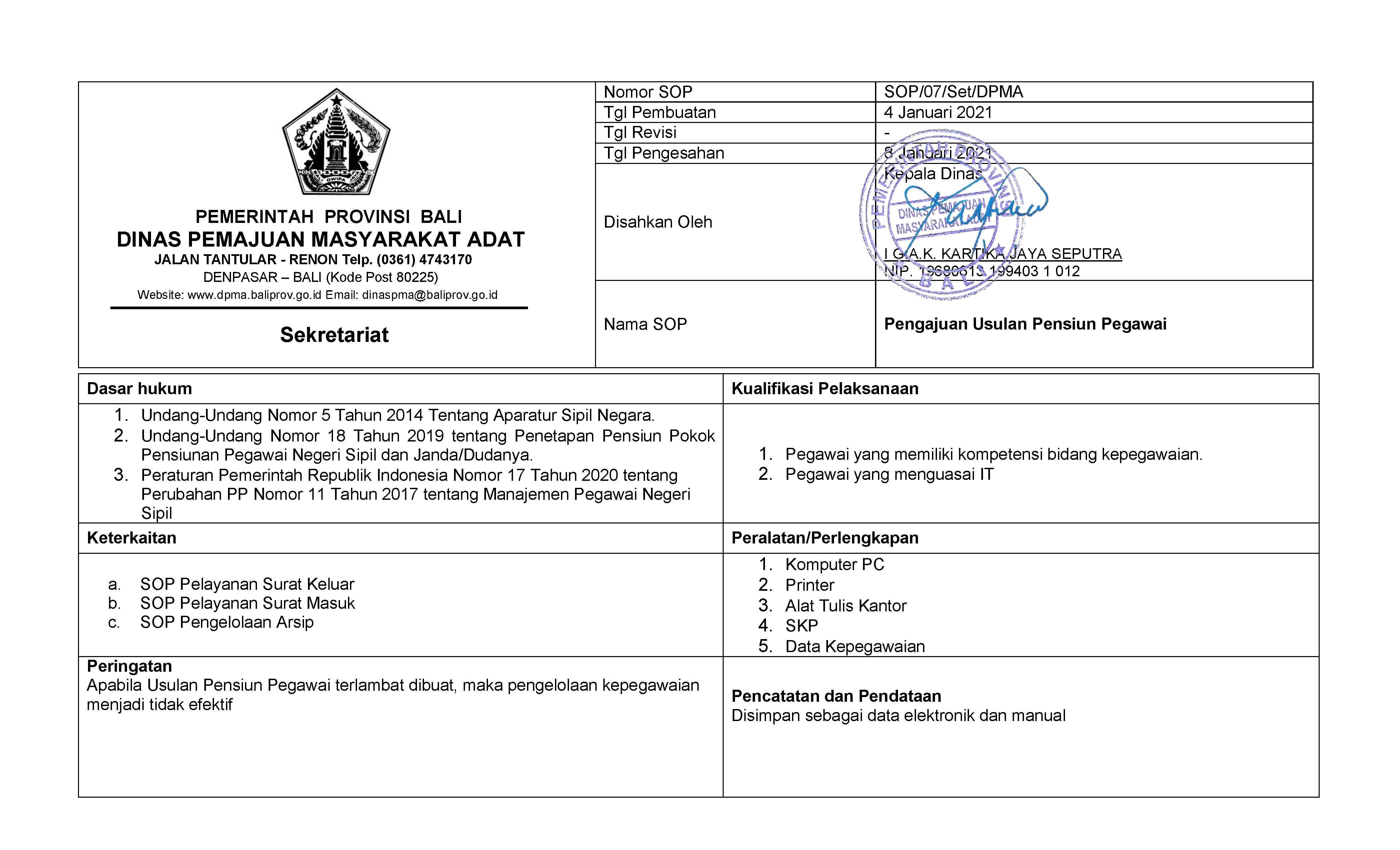 SOP USALAN PENSIUN PEGAWAI