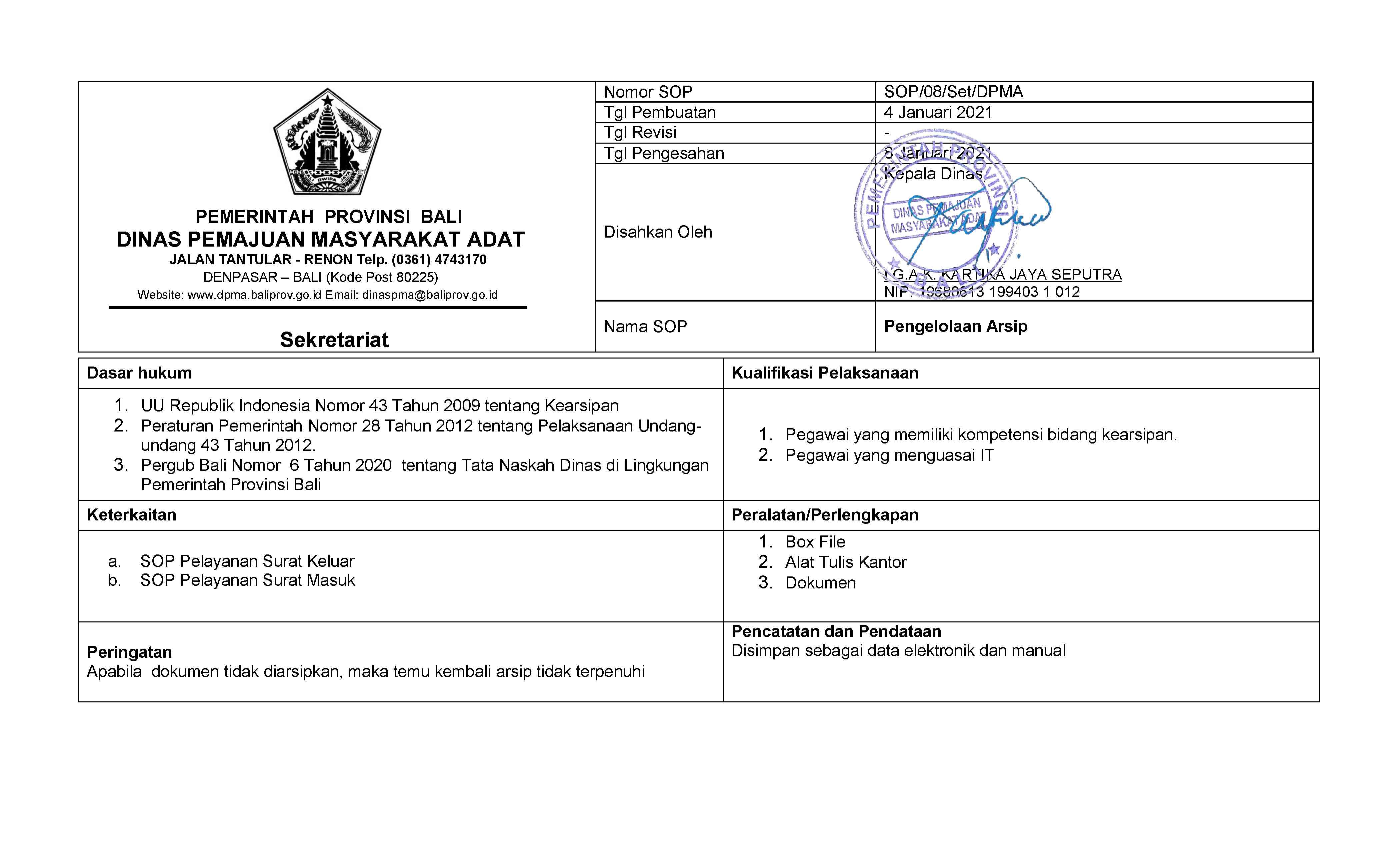 SOP PENGELOLAAN ARSIP
