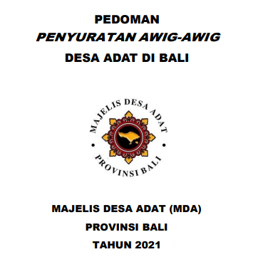 PEDOMAN PENYURATAN AWIG-AWIG DESA ADAT DI BALI